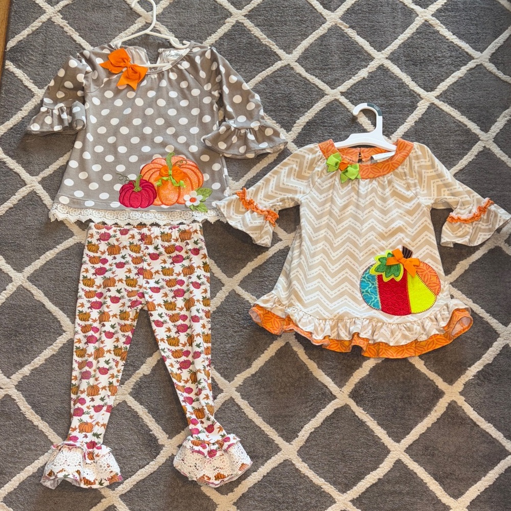 Toddler Girl Pumpkin Fall Outfits - Size 3T